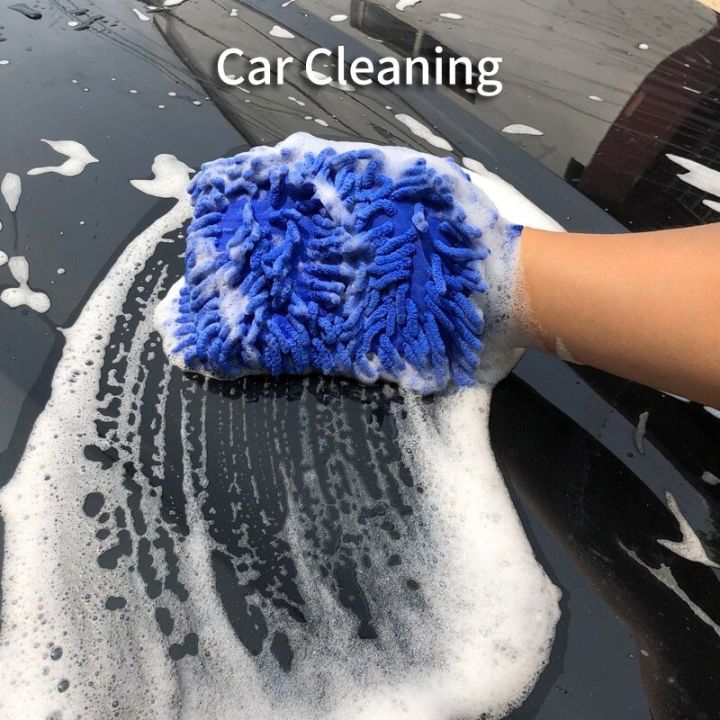 one Sided Microfiber Washing Hand Gloves Car Window Dust Cleaning Glove Household Cleaning Towel Kitchen Accessories - 1PCS