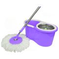 [Steel Wringer] Rotating Spin Mop 360 with Bucket & Wheels - 01 Microfiber Cloth Included (Extendable and Retractable) Steel / Plastic. 