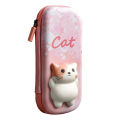 Adorable 3D Pencil Case Stationery Organizer School Supplies for Girls EVA Pink Pen Pouch Holder Kawaii Eraser Bag Squishy Cat. 
