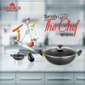 Sonex Non Stick Cooking Wok with Glass Lid - Black | Granite Coating | Healthy Low-Oil Frying | For Stir Fry, Chinese, Karahi, Snacks & Tandoori. 