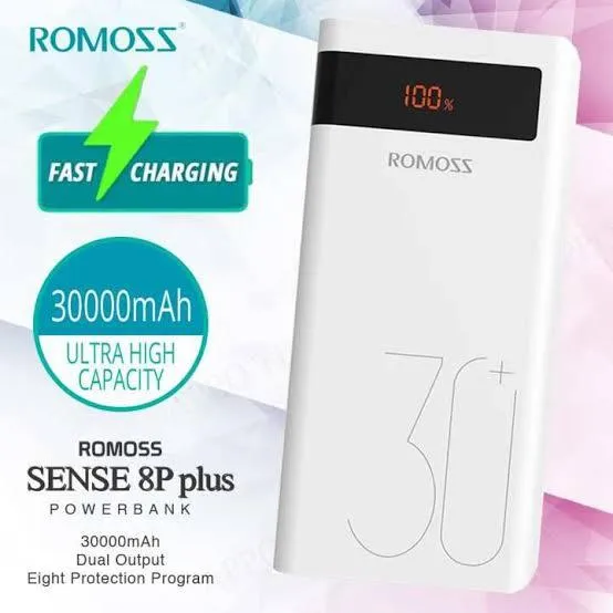 ROMOSS%20Sense8P+%2030000mAh%20Power%20Bank,%2018W%20Type%20C%20PD%20Fast%20Charge%20Portable%20Charger%20with%203%20Outputs%20and%203%20Inputs,%20Huge%20Capacity%20External%20Battery%20Pack%20Compatible%20-%20Image%202
