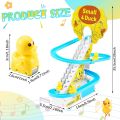 Electric Musical Roller Coaster Small Duck Climbing Stairs Track Set Toy - Battery Operated Musical Toys - Music Sound and Light. 
