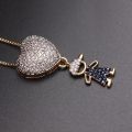 Luxury Heart Three Boy Girl Pendant Necklace Color Cubic Zirconia Stone Choker Necklace Kids Women Jewelry. 