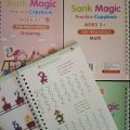 Sank Magic Book //Magic Practice Copybook Set 4 Books, Magic Pen & 10 Ink Refills  with1Grip Writing Handwriting  // Math Book, Drawing Book, Alphabet, and Number learning books for kids // pre-school learning book /Sank practice copybook magic book. 