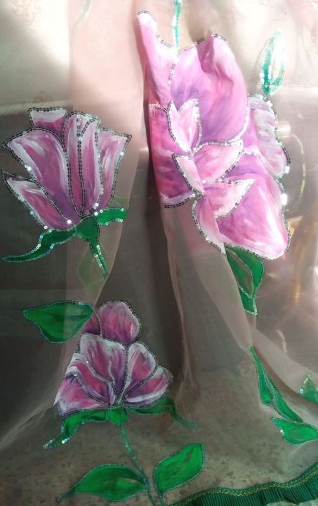 Hand painted dupatta organza for girls
