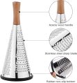 Cheese Grater with Handle Stainless Steel Triple Function Wood Handle Parmesan Shaver Non-Slip Rubber Bottom Hand Held Multifunction Vegetables Cheese Grater with container. 