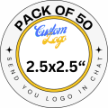 Custom logo- pack of 50 - 1 inch to 3 inch sizes available- send logo in chat box- branding your small business. 