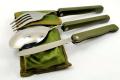 Multifunction Outdoor Tableware,3 in 1 Camping Folding Spoon Fork Knife Portable Cutlery Set with Pounch. 