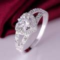 Women 925 Sterling Silver Crystal Love Heart Shaped Ring Bridal Wedding Jewelry. 