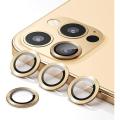 Camera Lens Protector Compatible with iPhone 13 Pro / 13 Pro Max, Premium Tempered Glass Circle Film, Aluminum Alloy Full Fit Ring Lens ( Gold ). 