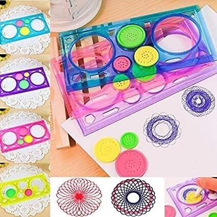 Design Ruler Set Spiral Art Classic Toy Stationery Spirograph Geometric Ruler Stencil Design Creative Gift Designer Spiral Art Tool , Painting Flower,, Gifts For Kids,