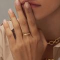 eManco Simple and Classic Horizontal Strip Stainless Steel Ring for Ladies Suitable for Gift Jewelry. 