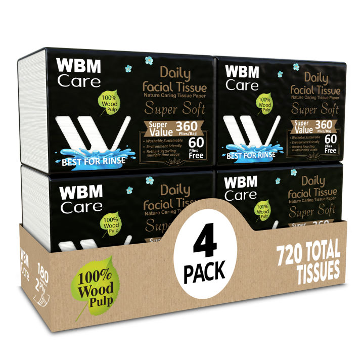 (Pack of 4) WBM Daily Facial Tissue Paper | Tissue