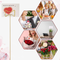 20 Pcs Gold Flower Card Holder Sticks, 12 Inch Metal Wire Floral Picks, Gold Flower Pick Card Holder,Heart, Circle. 