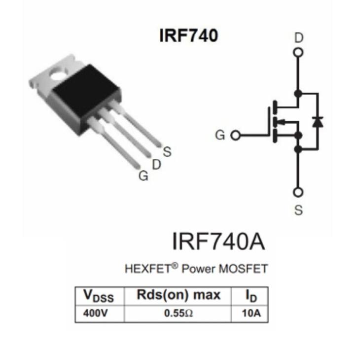 2pcs IRF740 N-channel Mosfet 400V-10A