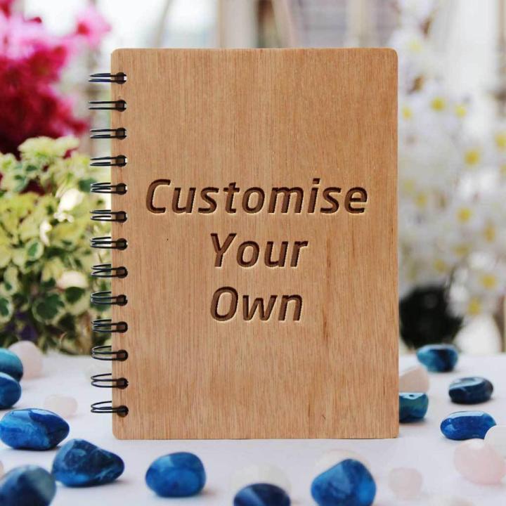 Novelty Gifts For Celebrate Customize Your Own Wooden Notebook Birthday Boys And Girls & Pen Engraved Your (Picture Name & Text) (Unique Gift Item)