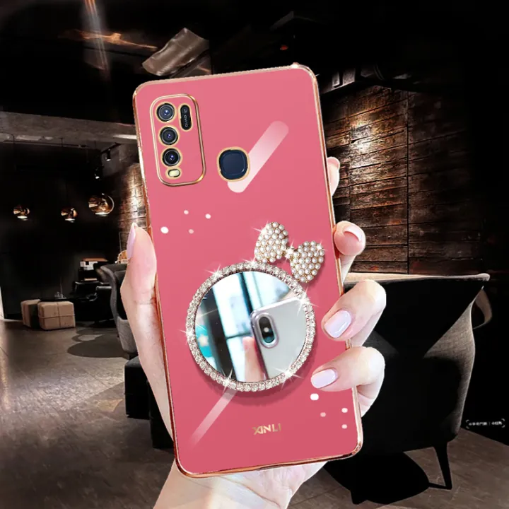LECOMES%20for%20Vivo%20Y30%20Back%20Cover%20with%20Bowknot%20Makeup%20Mirror%20Luxury%206D%20Plating%20Shiny%20Phone%20Case%20Soft%20Silicone%20Square%20Mobile%20Cases%20Pouch%20for%20Girls%20Boys%20-%20Image%202