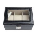 6/10/12 Slot Black PU Leather Watch Storage Box. 