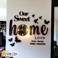 Gift City Presents Butterflies, Birds and Our Sweet Home 3D Wooden Wall Clock For Bedroom, Living Room, and Offices. 