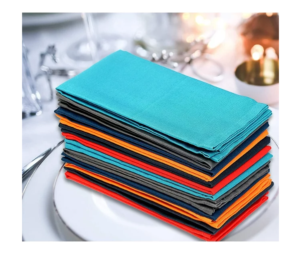 Cloth Napkins Set of 12, 18x18 Inches Napkins Cloth Washable, Soft, Durable, Absorbent, Cotton Blend. Table Dinner Napkins Cloth for Hotel, Lunch, Restaurant, Weddings, Parties - Multi Color