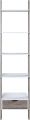 Two-Tone White and Walnut Finish 5 Tier Bookcase Shelf Ladder Leaning with Drawer - 72" Height. 