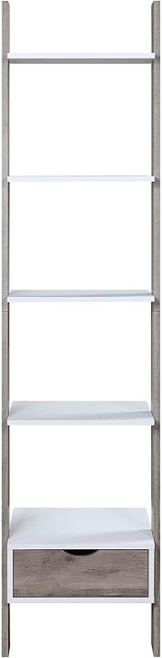 Two-Tone%20White%20and%20Walnut%20Finish%205%20Tier%20Bookcase%20Shelf%20Ladder%20Leaning%20with%20Drawer%20-%2072"%20Height%20-%20Image%205