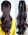 Long hair claw clip ponytail for women - clip on extension - Natural Brown Color. 