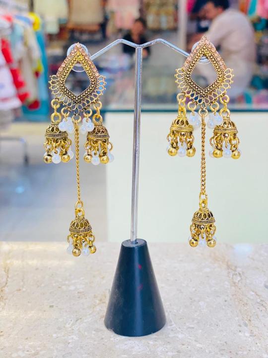 Fashionable stylish design long chain  jhumkia style earings , woman earings , ladies new style earing,woman jhumkiay