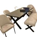 Modern Designe Dining Table Set Off White Colour With Elegent 6 Chairs Antique Look For Coushling Of The Chair..... 