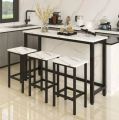 Counter Height Dining Set, 4 Pieces Long Pub Table Set with 3 Stools, Kitchen Table Set for 3, Bar Table Set for Small Space, Modern Breakfast Dining Table Set for Home/Restaurant. 