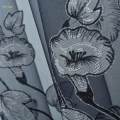 Floral Window Curtains Panel Net Drape Balcony Office Decor Grey w/ beads. 