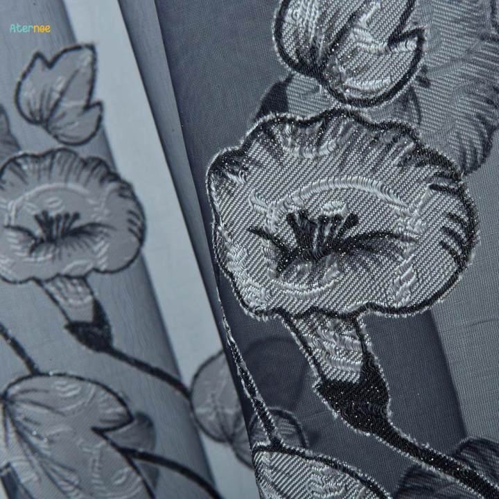 Floral%20Window%20Curtains%20Panel%20Net%20Drape%20Balcony%20Office%20Decor%20Grey%20w/%20beads%20-%20Image%208
