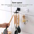 360 Degrees Self-Adhesive Hook Kitchen Bathroom Storage Hanger Wall Hanging Cabinet Shelf Rotating Folding Hooks Foldable Rotatable Mounted Organizer Holder Moisture Proof Swivel Seamless Hangers Mount Adhesive Strong Bearing Manual Detachable. 