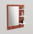 Wall-Mounted Wooden Dressing Table with Mirror – Space-Saving Storage Shelves. 