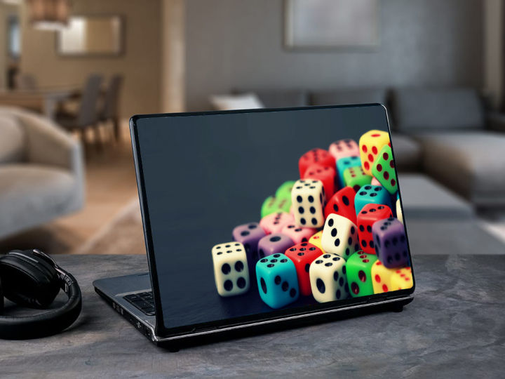 Ludo%20dice/%20Colorful%20dice%20pattern%20wallpaper%20%20Laptop%20Skin%20Vinyl%20Sticker%20Decal,%2013%2013.3%2014%2015%2015.4%2015.6%20inch%20Laptop%20Skin%20Sticker%20Cover%20Art%20Decal%20Protector%20Fits%20All%20Laptops%20-%20Image%205