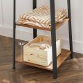 Coat Rack with 3 Shelves, Stand with Hooks for Scarves, Bags and Umbrellas, Steel Frame, Industrial Style, Rustic Brown and Black. 