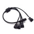 Copper DC 5521 to 4Pin PWM 4 Way Computer PC Fan Power Adapter Cable 12V. 