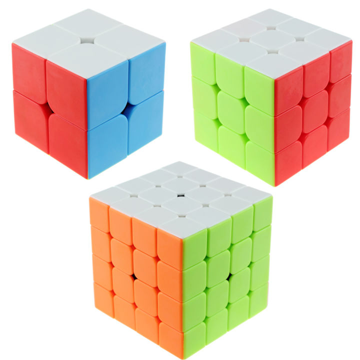 Pack of 3 (2x2x2, 3x3x3, 4x4x4) Rubik’s Cube Speed Cube Set Sticker less Magic Cube Puzzle Pack Puzzle Cube Bundle