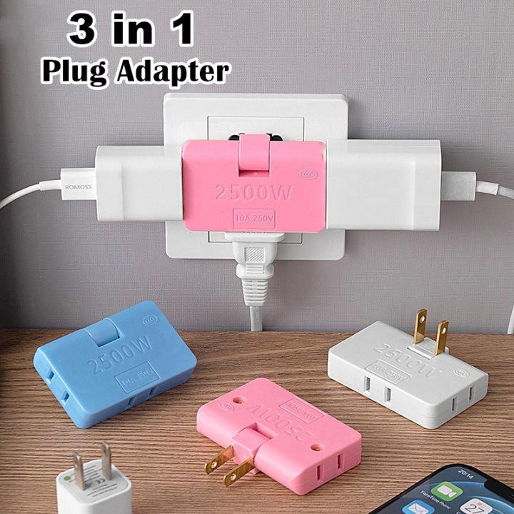 Rotating Wall Socket 3 In 1 Extension Power Adapter 180 Degree Rotatable Plug Rotatable Socket Converter 2500w One In Three 180 Degree Extension Plug Us Multi Plug Mini Slim Flat Pin Wireless Outlet Adapter