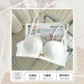 Japanese Style Lace Flat Chest Small Breast Size Exaggerating Bra Underwear Women's Wireless Push up Color Contrast Patchwork Summer Breast Holding Bra. 