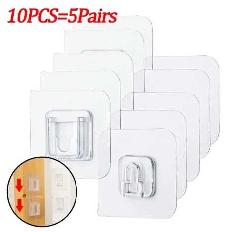 20PCs  Double Sided Strong Adhesive wall hook , Wall Hooks , Double Wall Hooks , Suction Hook , stick hook , Wall-Sticking Hooks Without Punching and Nails, Waterproof and Oil-Proof, Heavy-Duty Self-Adhesive Hooks for Bathroom and Kitchen