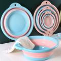 1 PCS Silicone Foldable Wash Basin Travel Portable Basin Collapsible Bucket For Home Bathroom Washbowl Hanging Bath Basins. 