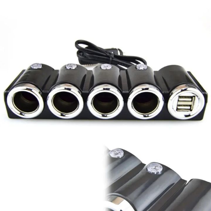 4in1 Car Cigarette Lighter Splitter Plug Adapter Charger Socket DC 12V/24V Doul USB Multi Socket Power Charger Adapter