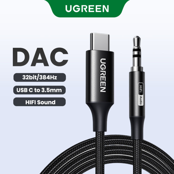 UGREEN USB C to 3.5mm 32-bit/384kHz Audio Adapter DAC Chip HiFi for ‎Nintendo Switch iPhone 16 15 Series 2024 iPad Air/Pro Galaxy S25 S24 Ultra Pixel PS4/PS5 MacBook Speaker Headphones Car Audio Sound Bars