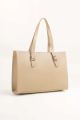 Elegant Beige Leather Tote Bag. 
