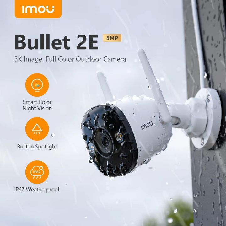 IMOU Camera IP WiFi Bullet 2E 5MP 3K Outdoor IP67 Smart Human Detection Camera Security Protection
