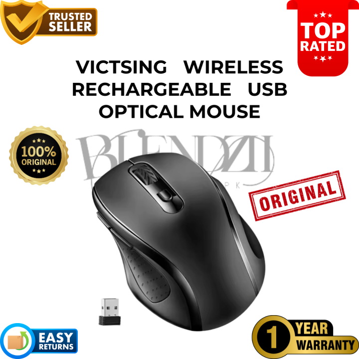 Mouse Wireless VicTsing D-09 – Ottico, Ricevitore USB, 2400 DPI, Presa Ergonomica (nero)