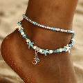 Boho Ethnic Antique 2 Layer Ankle Bracelet Cute Starfish Cuckold  Foot Chain For Women Summer Beach Jewelry Tornozeleira. 