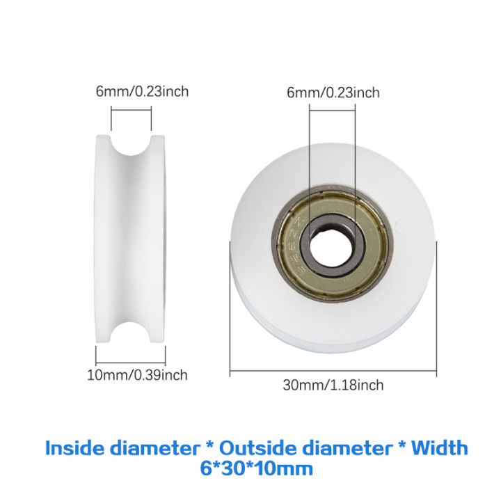 High Quality U Groove Roller Pulley Bearing Steel Bearing Roller Injection-coated U-shaped Pulley Wheel For Slide Door Window 6*30*10mm