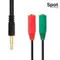 Spot - Audio Adapter Cable 3.5 Jack 4 Pin Male to 2 x Jack 3.5 3 Pin Female 3.5mm Headphone Mic Audio Y Splitter Cable 1 Female to Dual Male Black 20cm. 